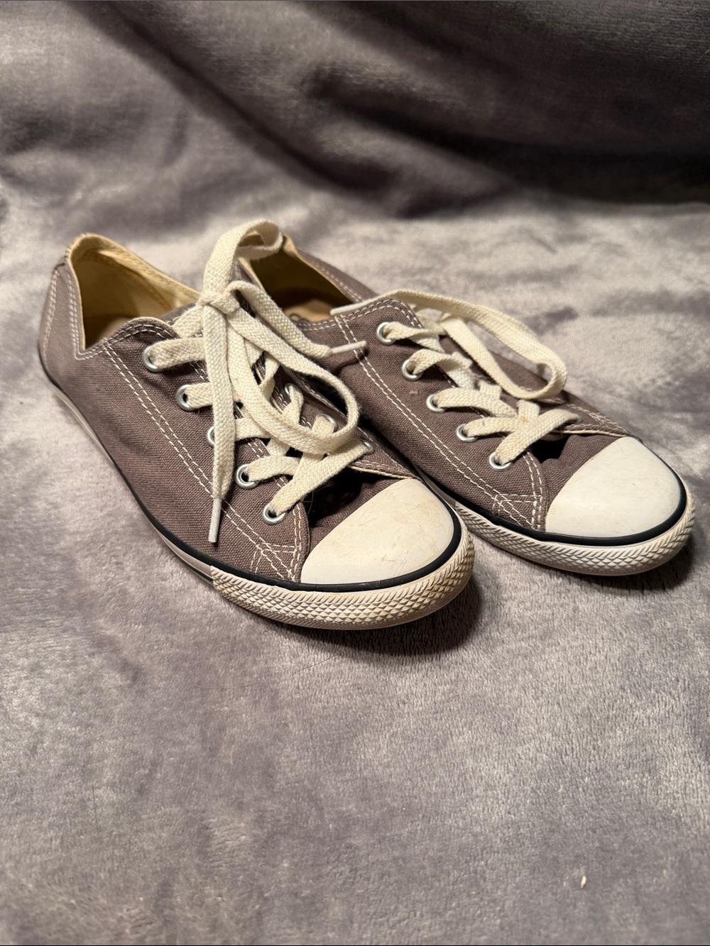 Converse Low-Top Sneakers in Taupe with White Accents